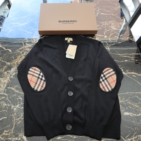 burberry vintage check detail merino wool sweater